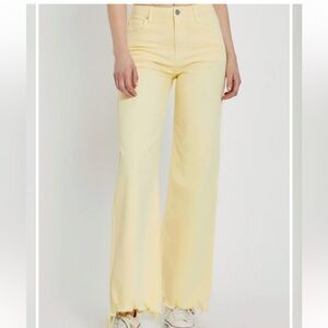 Risen Jeans Butter Yellow High Rise Wide Leg Jeans Size 27